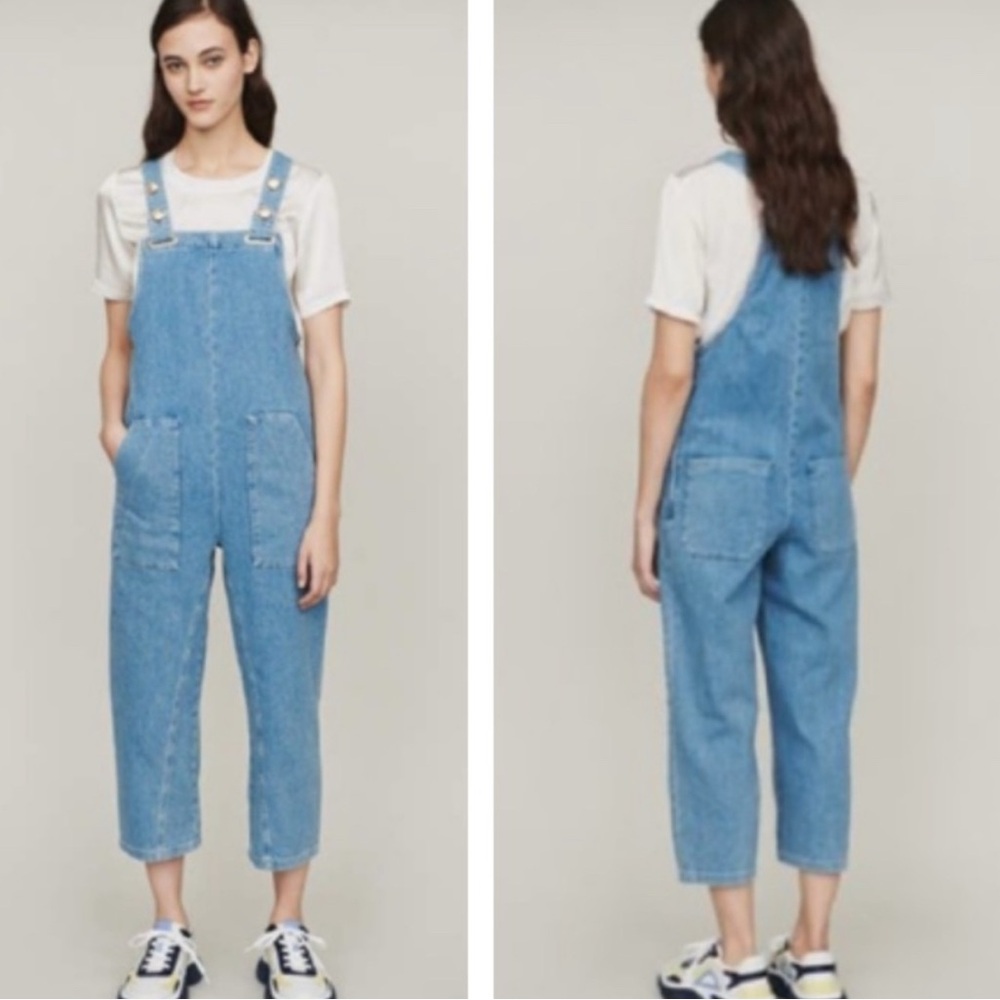 Maje Light Blue Pimbo Denim Overalls